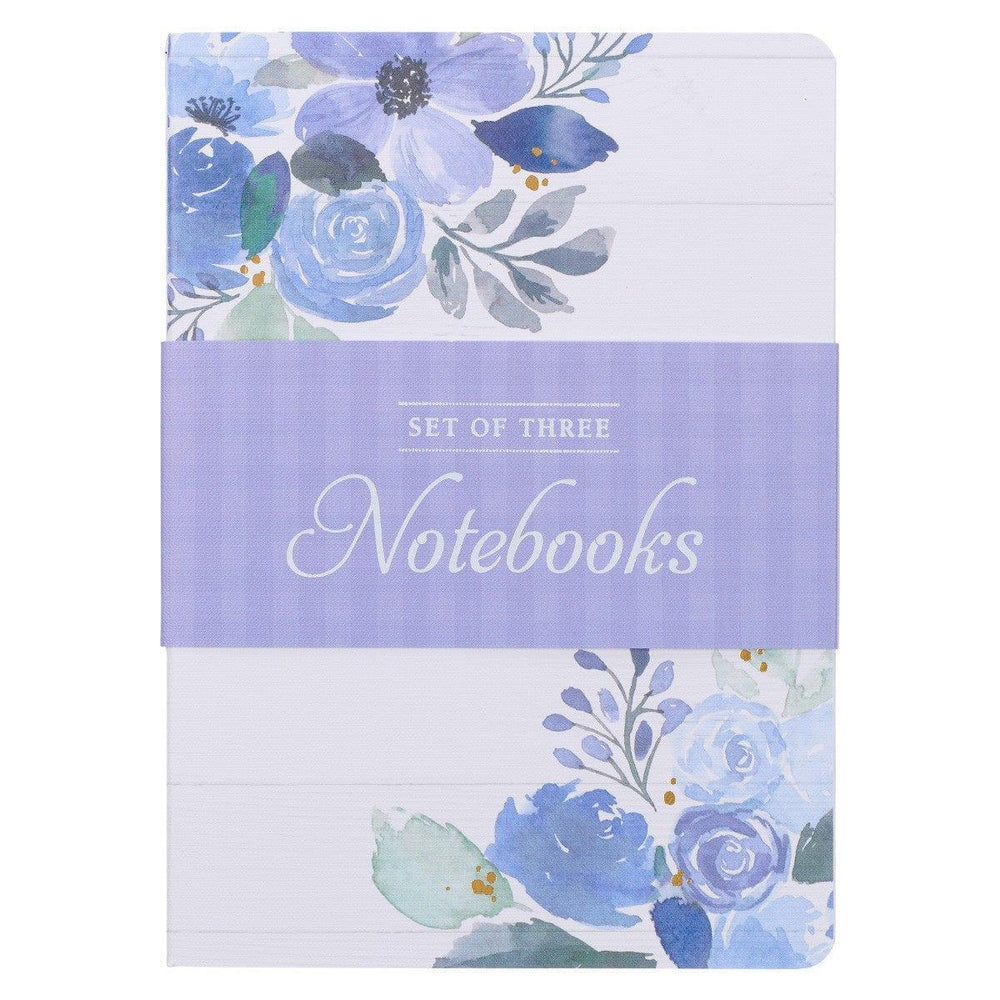 Strength Blue Floral Large Notebook Set -Psalm 28:7 - Pura Vida Books