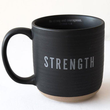 Strength, Joshua 1:9, Ceramic Mug, Textured, Black - Pura Vida Books