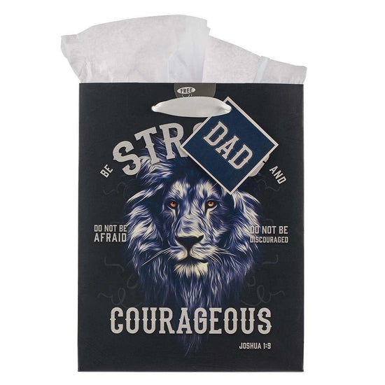 Strong and Courageous Dad Medium Gift Bag - Joshua 1:9 - Pura Vida Books