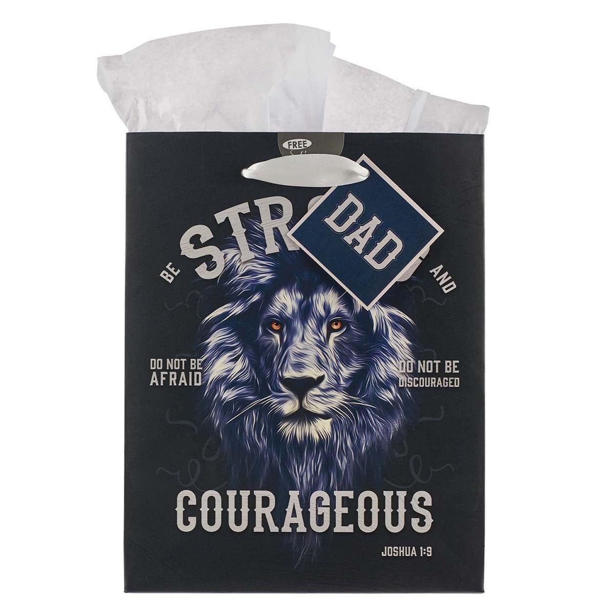 Strong and Courageous Dad Medium Gift Bag - Joshua 1:9 - Pura Vida Books