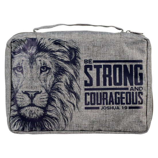 Strong and Courageous Lion Gray Value Bible Cover - Joshua 1:9 - Pura Vida Books