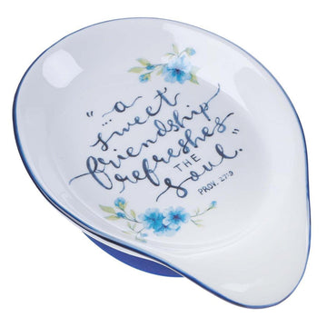 Sweet Friendship Ceramic Spoon Rest - Proverbs 27:9 - Pura Vida Books