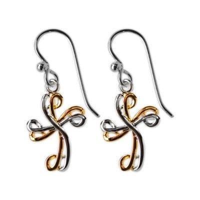 Swirl Cross Earrings, Silver and Gold - Pura Vida Books