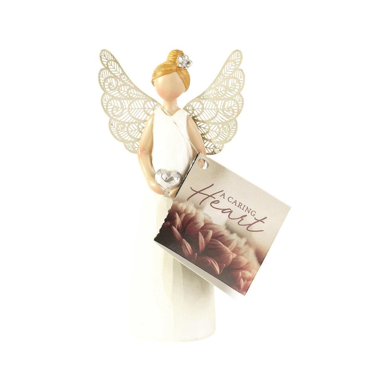 Tabletop Angel A Caring Heart Resin 6" - Pura Vida Books