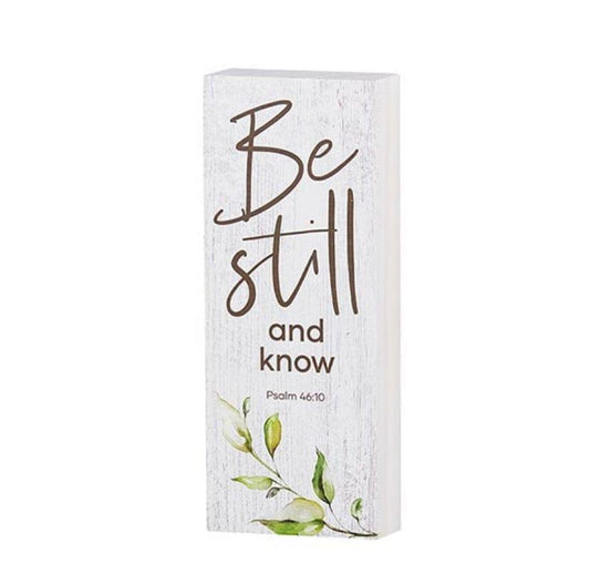 Tabletop décor - Vertical Block - Inspirational - Be Still - Pura Vida Books