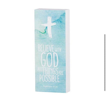 Tabletop décor - Vertical Block - Inspirational - With God - Pura Vida Books