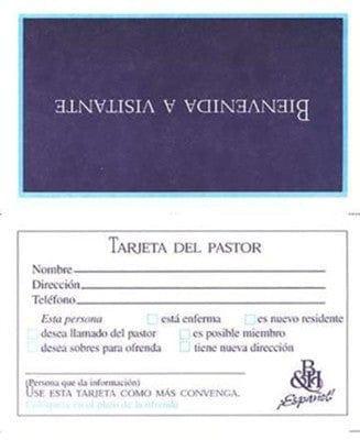 Tarjeta Bienvenida a Visitante, Paq. de 100 - Pura Vida Books