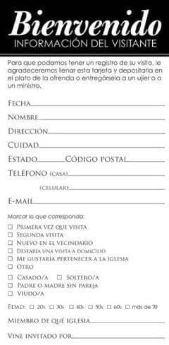 Tarjeta Información del Visitante (Paquete de 50) - Pura Vida Books