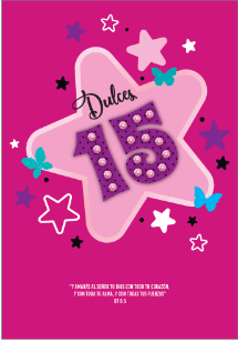 Tarjeta quinceañera - Pura Vida Books