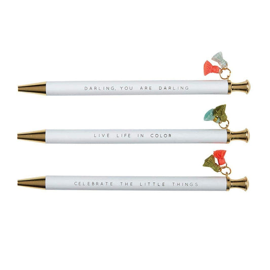 Tassel Pens - White - Pura Vida Books