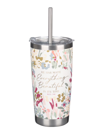 Taza de viaje de acero inoxidable Everything Beautiful(Todo es hermoso) Eclesiastés 3:11