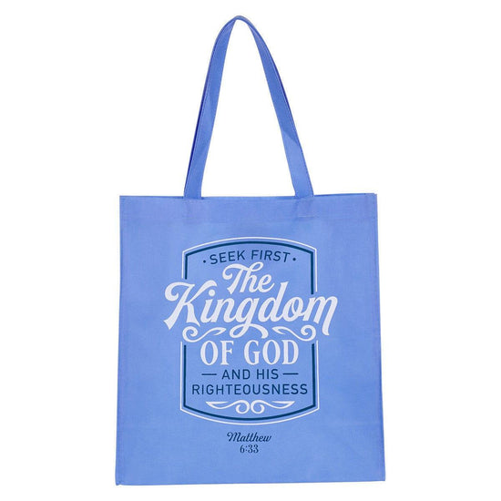 The Kingdom of God Blue Shopping Tote Bag - Matthew 6:33 - Pura Vida Books