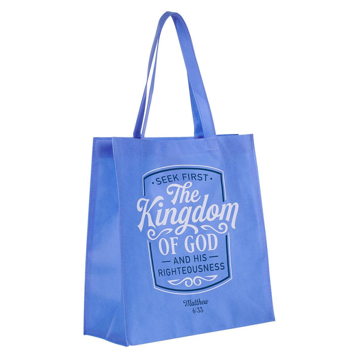 The Kingdom of God Blue Shopping Tote Bag - Matthew 6:33 - Pura Vida Books