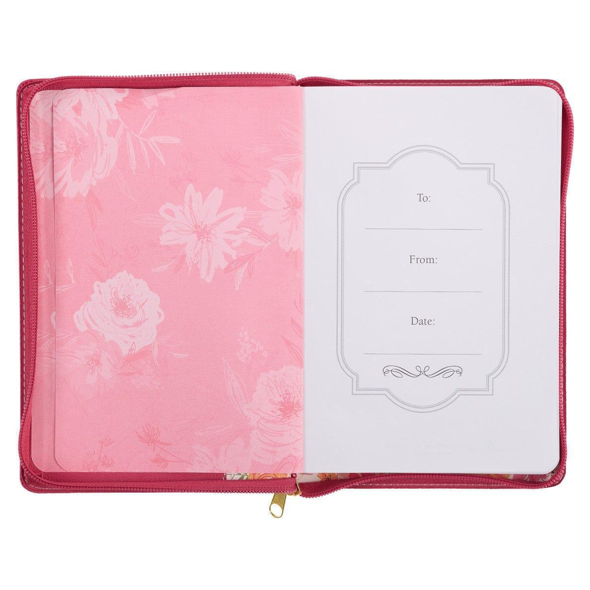 The LORD Delights in You Berry Pink Faux Leather Classic Journal with Zipper Closure - Isaiah 62:4 - Pura Vida Books