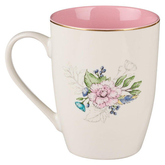 The LORD Delights in You Pink Floral Ceramic Coffee Mug - Isaiah 62:4 - Pura Vida Books