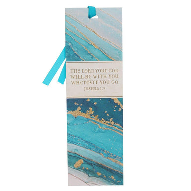 The LORD Will Be With You Bluel Marbled Premium Bookmark - Joshua 1:9 - Pura Vida Books