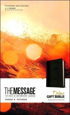 The Message Deluxe Gift Bible, Black/Slate Leather-Look - Pura Vida Books