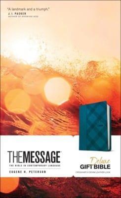 The Message Deluxe Gift Bible Soft Leather-look Crosshatch Denim - Pura Vida Books