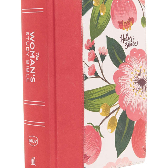 The NKJV, Woman's Study Bible, Cloth over Board, Pink Floral, Red Letter, Full-Color Edition - Pura Vida Books