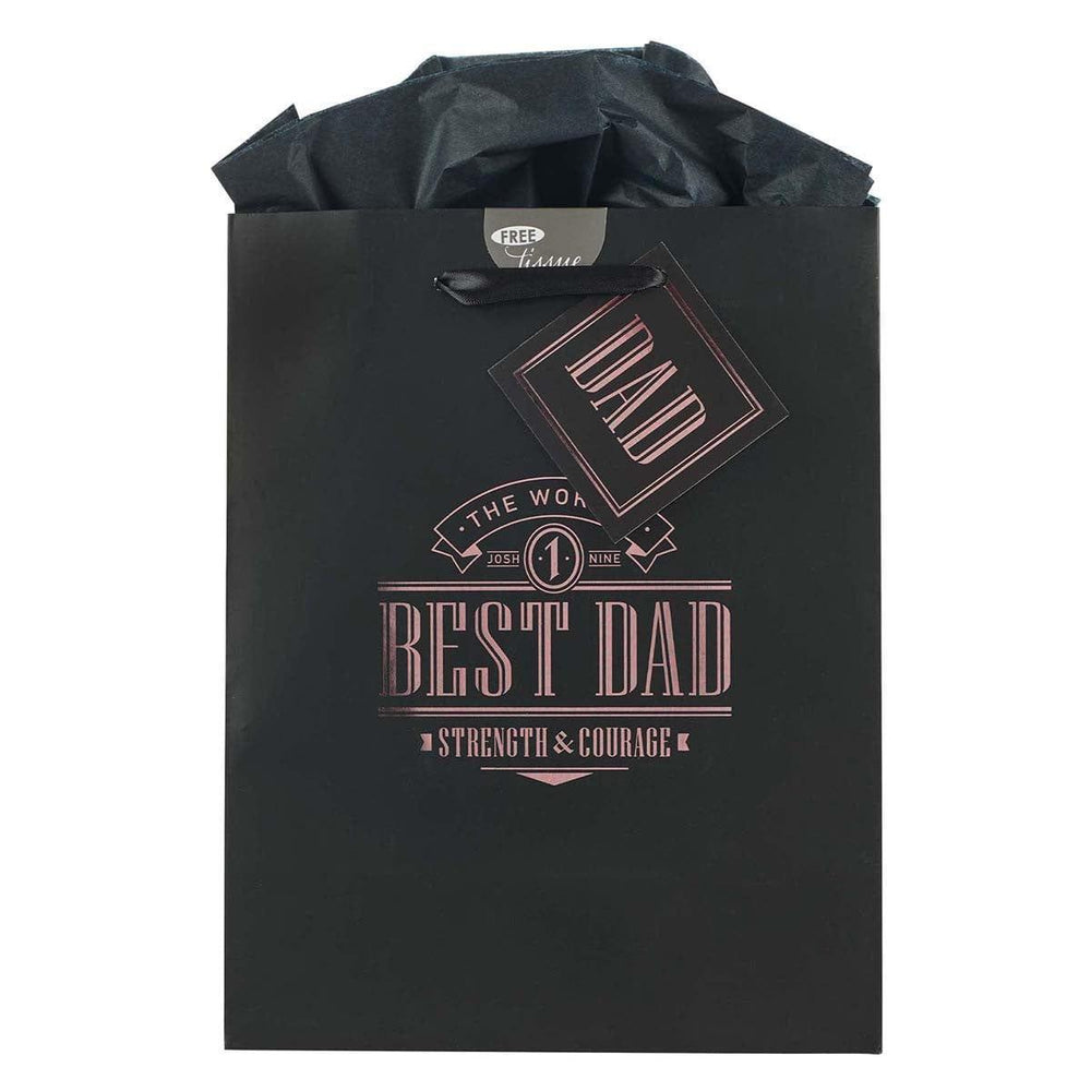 The World's Best Dad Black Medium Gift Bag - Joshua 1:9 - Pura Vida Books