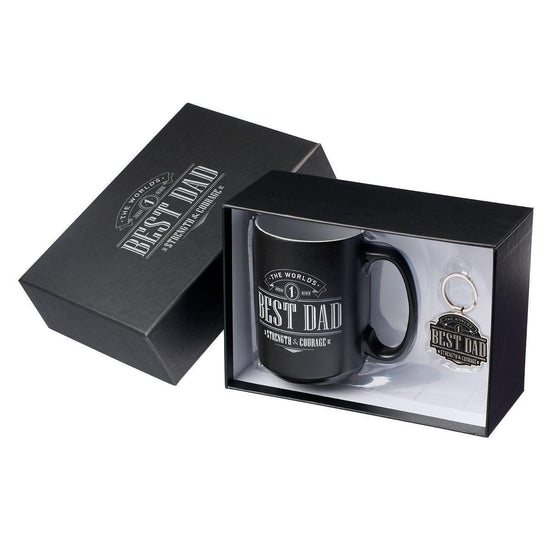 The World's Best Dad Ceramic Mug and Key Ring Gift Set for Men - Joshua 1:9 - Pura Vida Books