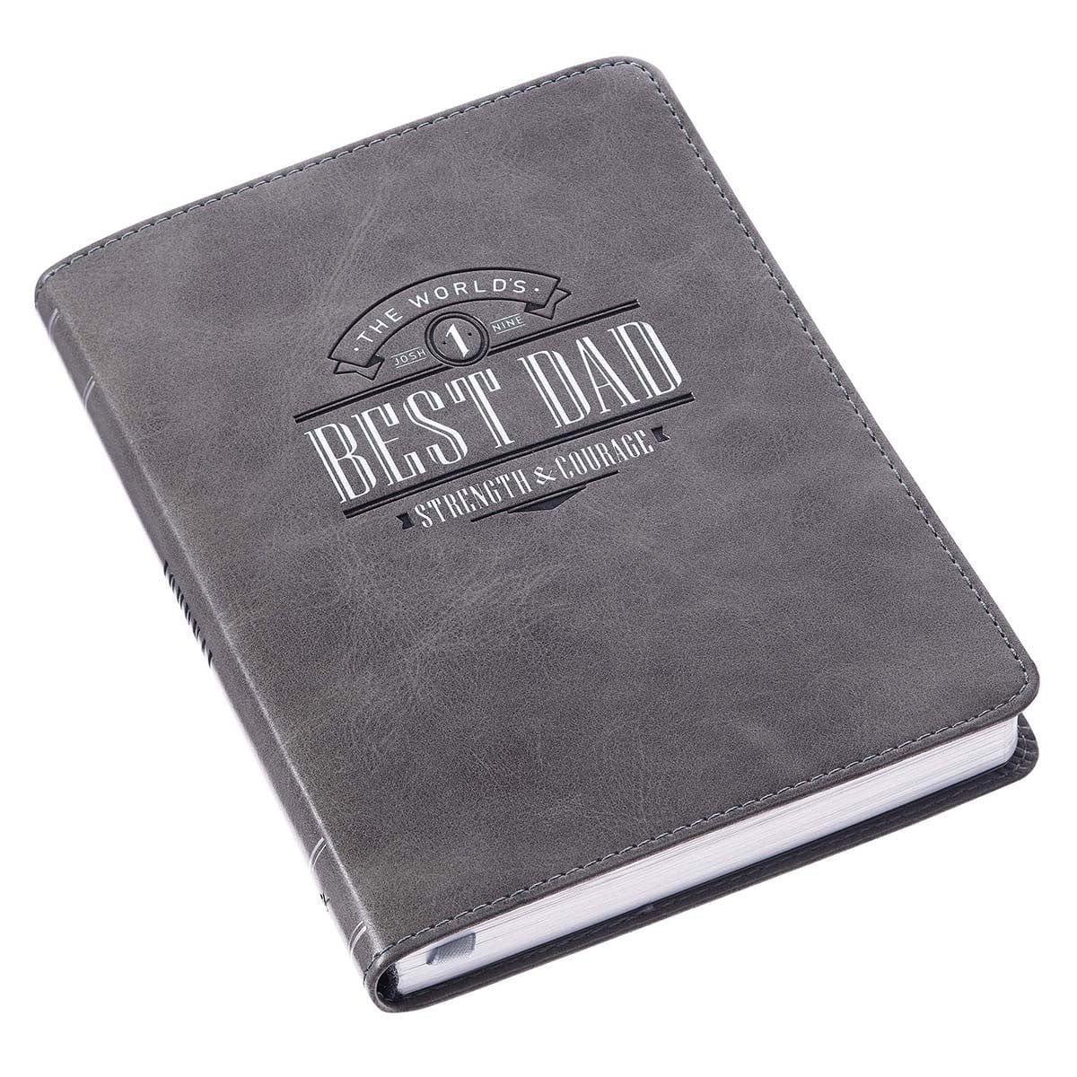 The World's Best Dad Handy-Sized Gray Faux Leather Journal - Pura Vida Books