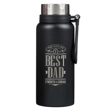 The World's Best Dad Stainless Steel Water Bottle - Joshua 1:9 - Pura Vida Books