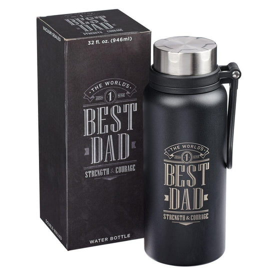 The World's Best Dad Stainless Steel Water Bottle - Joshua 1:9 - Pura Vida Books