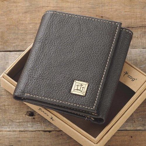 Three Crosses in Brown Leather Wallet - Pura Vida Books