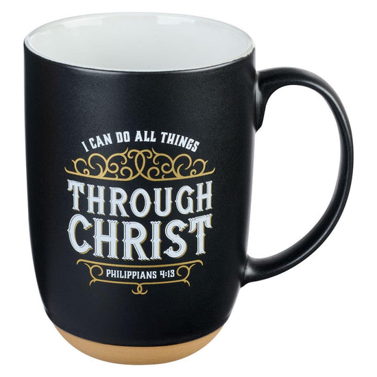 Through Christ Black Ceramic Coffee Mug - Pura Vida Books