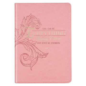 Through Christ Fluted Iris Pink Faux Leather Classic Journal - Pura Vida Books