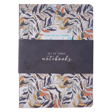 Through Christ Navy Floral Large Notebook Set - Philippians 4:13 - Pura Vida Books