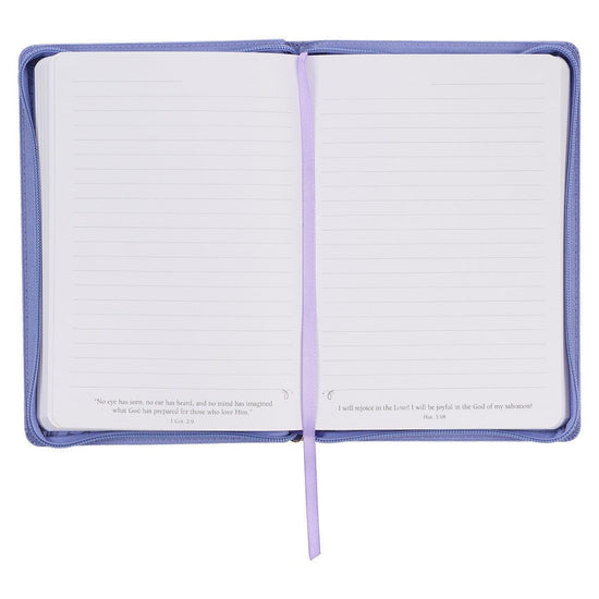 Through Him Purple Floral Faux Leather Classic Journal with Zippered Closure - Philippians 4:13 - Pura Vida Books