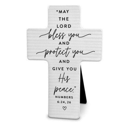 Tile Cross Bless You Numbers 6:24 White - Pura Vida Books