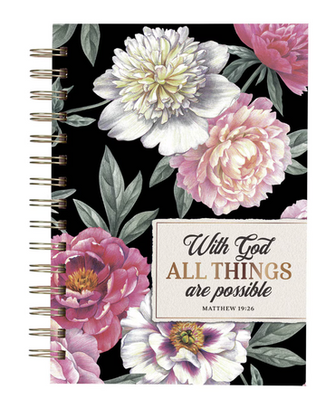 Todas las cosas son posibles Diario Floral Grande Wirebound - Matthew 19:26