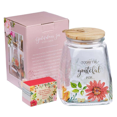 Today I'm Grateful For... Glass Gratitude Jar with Cards - Pura Vida Books