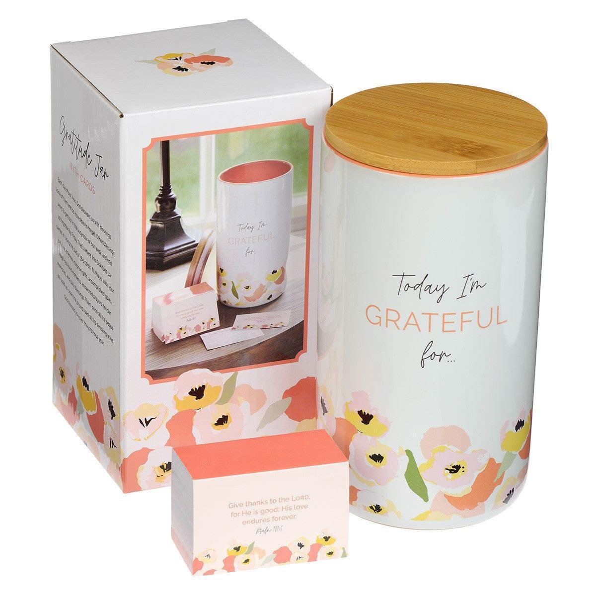 Today I'm Grateful For Peach Poppy Ceramic Gratitude Jar with Cards - Pura Vida Books