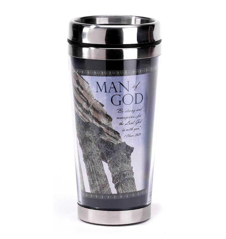 TRAV MUG MAN OF GOD STNLS STL 16 OZ - Pura Vida Books