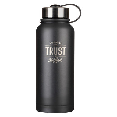 Trust in the Lord Black Stainless Steel Water Bottle - Proverbs 3:5 - Pura Vida Books