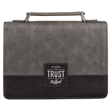 Trust in the LORD Gray and Black Faux Leather Bible Cover - Proverbs 3:5 - Pura Vida Books