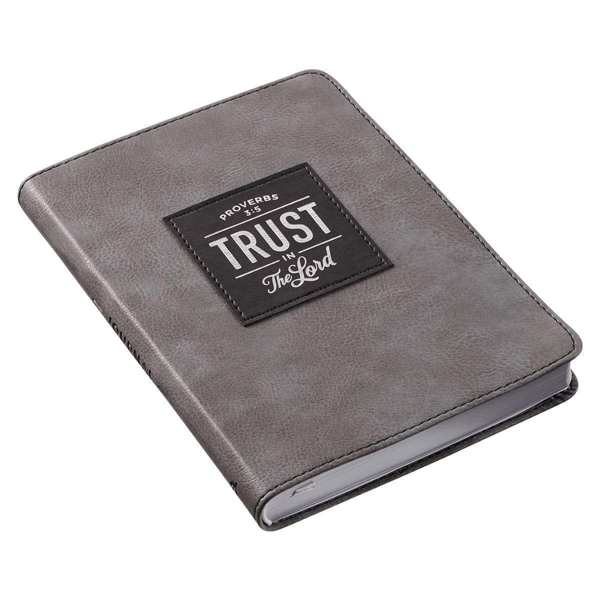 Trust in the LORD Gray Faux Leather Handy-sized Journal - Proverbs 3:5 - Pura Vida Books