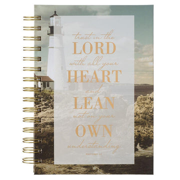 Trust In The LORD Lighthouse Large Wirebound Journal - Proverbs 3:5 - Pura Vida Books