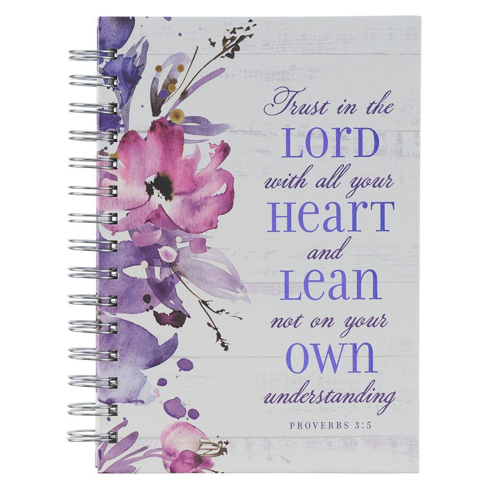 Trust in the Lord Purple Floral Garland Large Wirebound Journal - Proverbs 3:5 - Pura Vida Books
