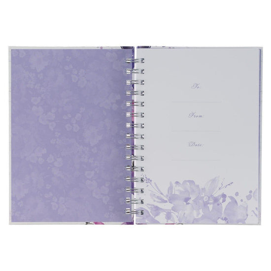 Trust in the Lord Purple Floral Garland Large Wirebound Journal - Proverbs 3:5 - Pura Vida Books