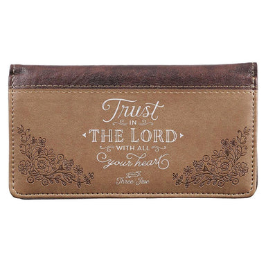 Trust In The LORD Two-tone Brown Faux Leather Checkbook Cover - Proverbs 3:5 - Pura Vida Books