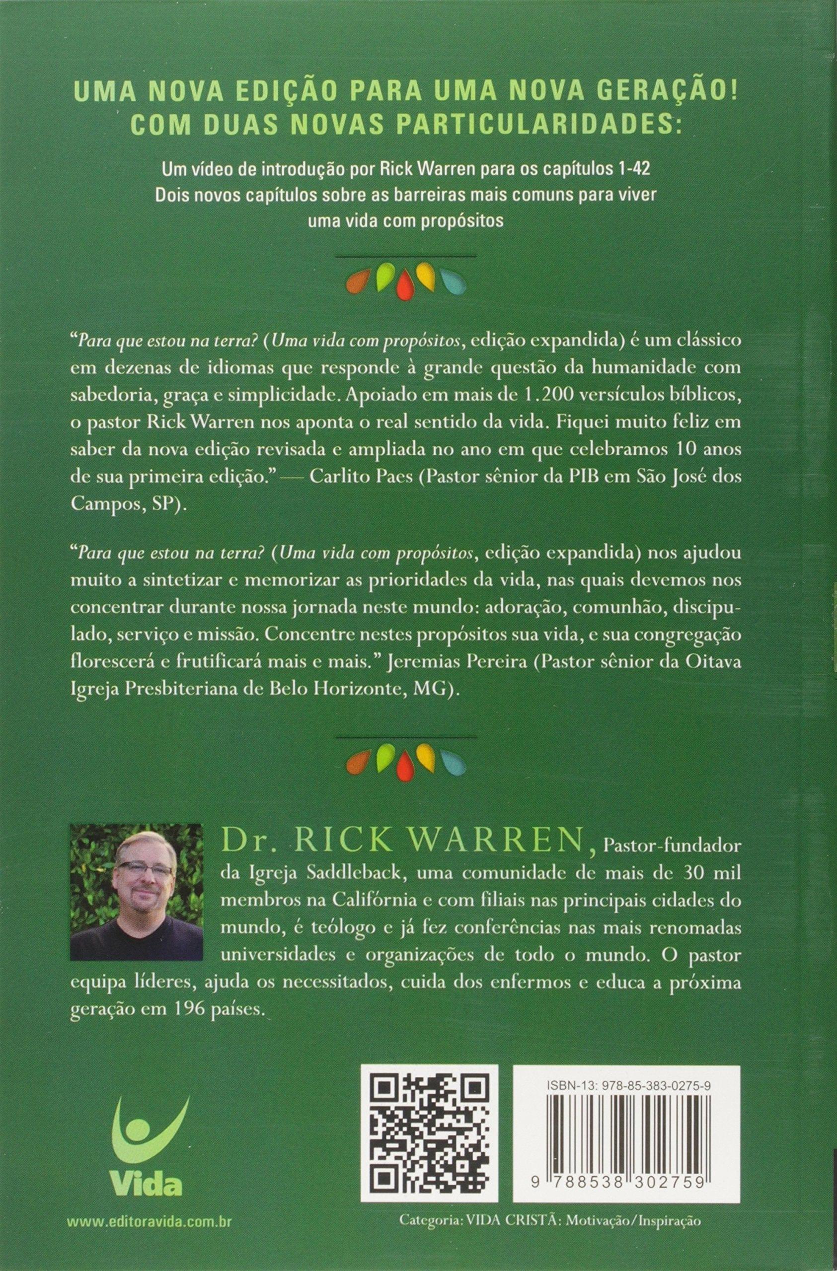 Uma Vida Com Propósitos: Para Que Estou Na Terra? - Pura Vida Books