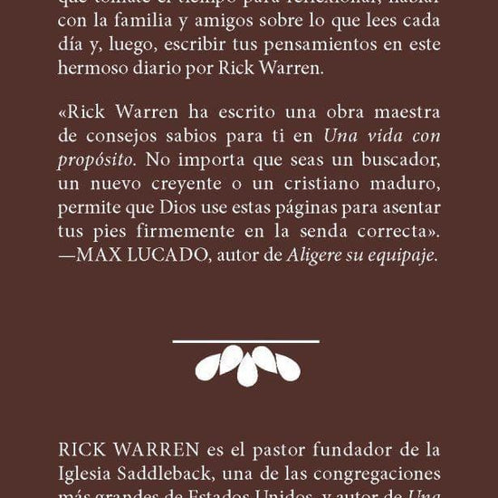 Una vida con propósito diario devocional Cuero - Rick Warren - Pura Vida Books