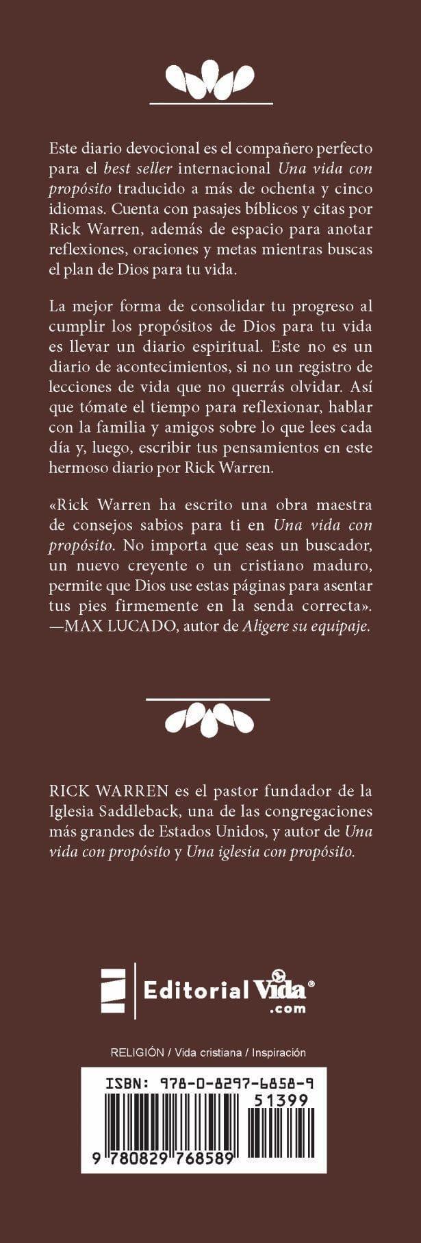 Una vida con propósito diario devocional Cuero - Rick Warren - Pura Vida Books