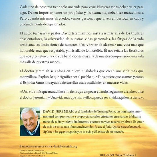 Una vida más que maravillosa - Dr. David Jeremiah - Pura Vida Books