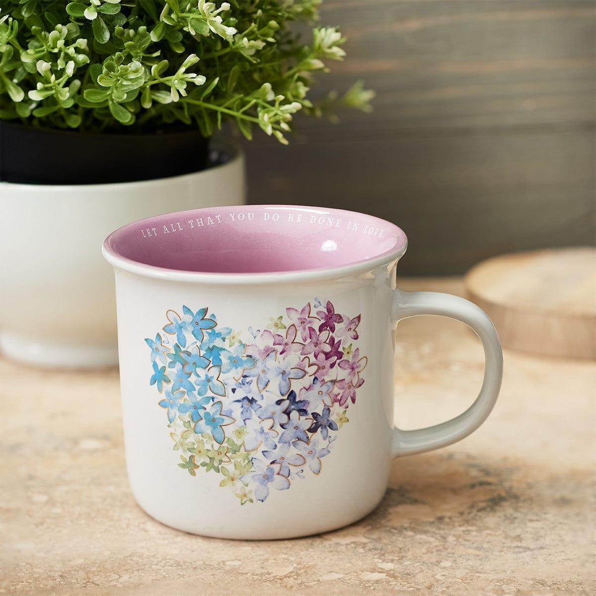 Violet Floral Heart Coffee Mug - Pura Vida Books